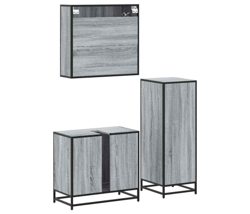 Set de muebles de baño 3 pzas madera contrachapada gris sonoma