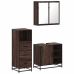 Set de muebles baño 3 pzas madera contrachapada roble marrón