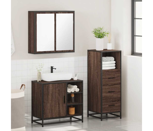 Set de muebles baño 3 pzas madera contrachapada roble marrón