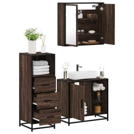 Set de muebles baño 3 pzas madera contrachapada roble marrón