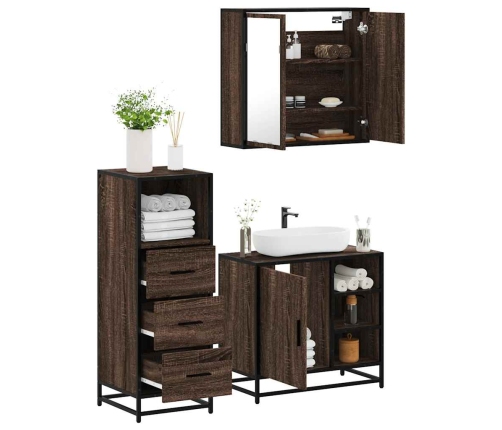 Set de muebles baño 3 pzas madera contrachapada roble marrón