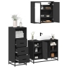 Juego de muebles de baño 3 pzas madera contrachapada negro