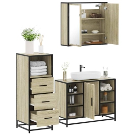 Set de muebles de baño 3 pzas madera contrachapada roble Sonoma