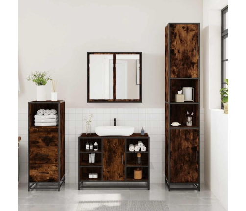 Set de muebles baño 3 pzas madera contrachapada roble ahumado