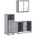 Set de muebles de baño 3 pzas madera contrachapada gris sonoma