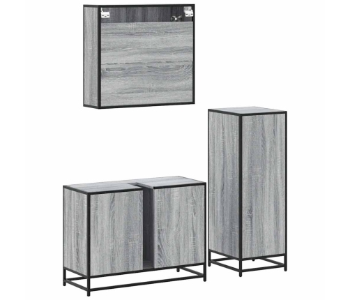 Set de muebles de baño 3 pzas madera contrachapada gris sonoma