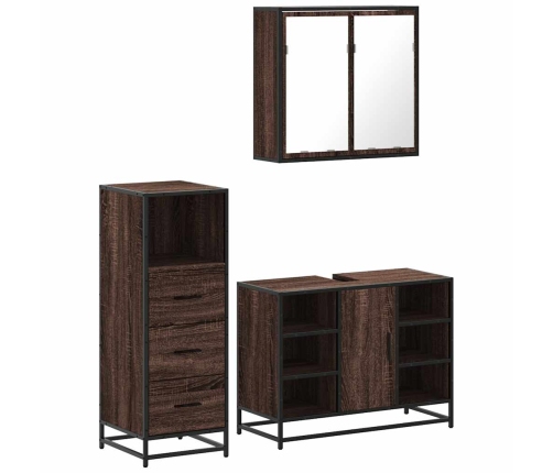 Set de muebles baño 3 pzas madera contrachapada roble marrón