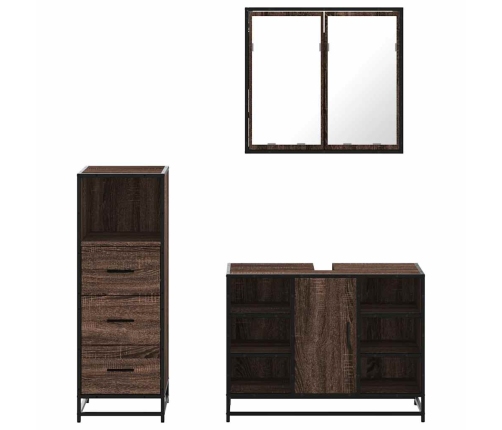 Set de muebles baño 3 pzas madera contrachapada roble marrón