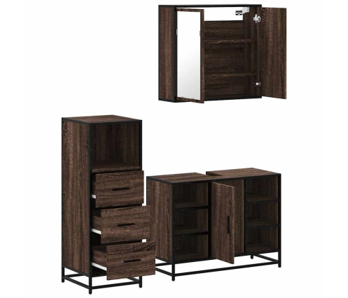 Set de muebles baño 3 pzas madera contrachapada roble marrón