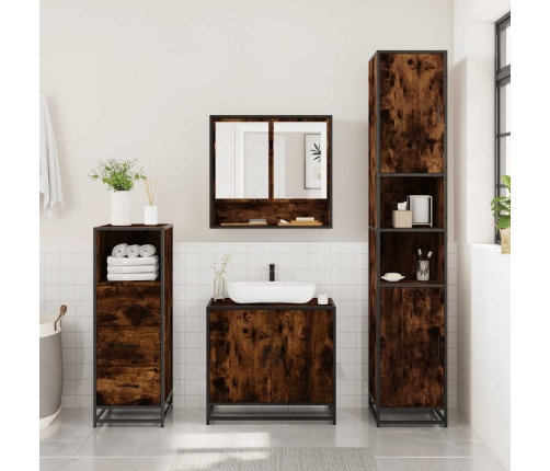 Set de muebles baño 3 pzas madera contrachapada roble ahumado