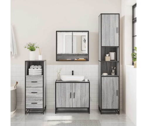 Set de muebles de baño 3 pzas madera contrachapada gris sonoma