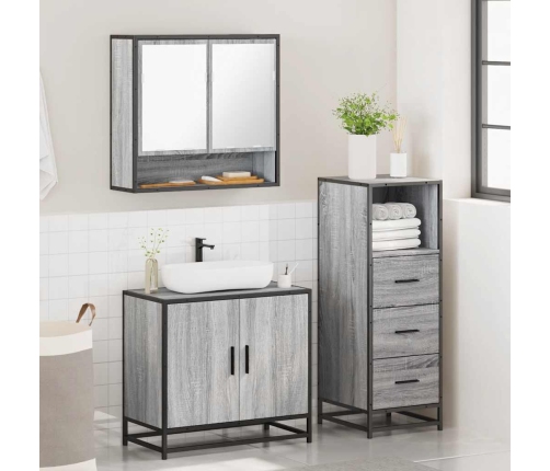 Set de muebles de baño 3 pzas madera contrachapada gris sonoma