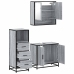 Set de muebles de baño 3 pzas madera contrachapada gris sonoma