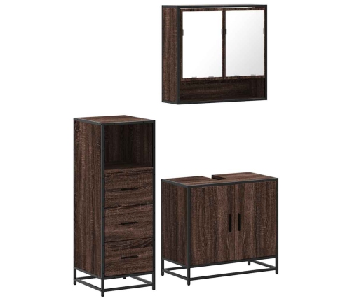 Set de muebles baño 3 pzas madera contrachapada roble marrón