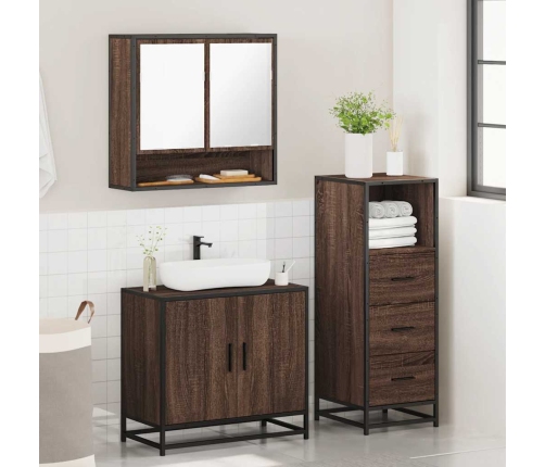 Set de muebles baño 3 pzas madera contrachapada roble marrón