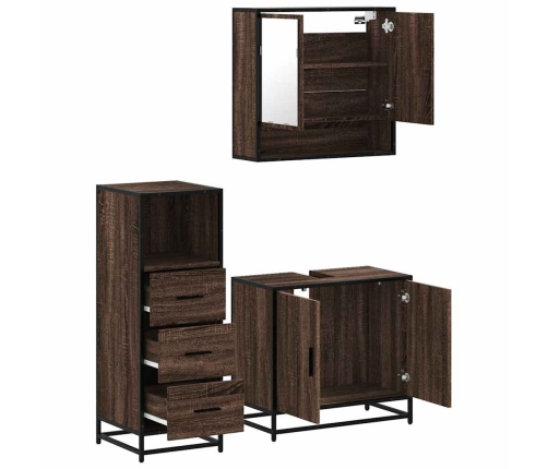 Set de muebles baño 3 pzas madera contrachapada roble marrón