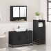 Juego de muebles de baño 3 pzas madera contrachapada negro