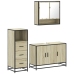 Set de muebles de baño 3 pzas madera contrachapada roble Sonoma