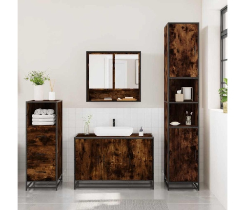 Set de muebles baño 3 pzas madera contrachapada roble ahumado