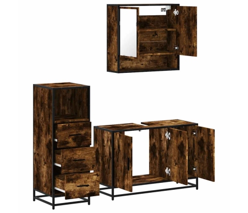 Set de muebles baño 3 pzas madera contrachapada roble ahumado