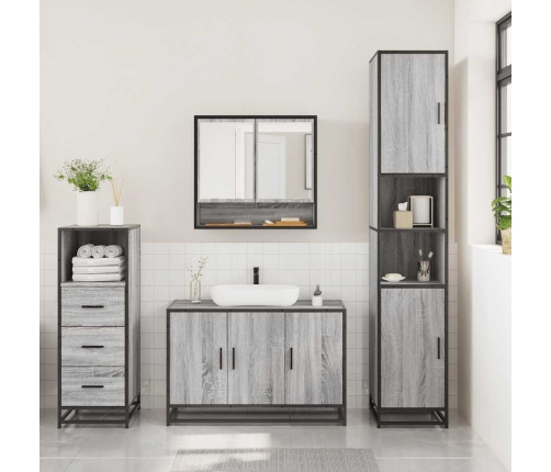 Set de muebles de baño 3 pzas madera contrachapada gris sonoma