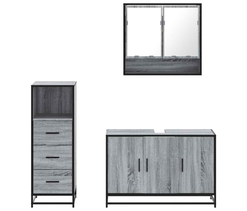 Set de muebles de baño 3 pzas madera contrachapada gris sonoma