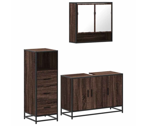 Set de muebles baño 3 pzas madera contrachapada roble marrón