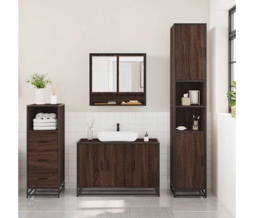 Set de muebles baño 3 pzas madera contrachapada roble marrón