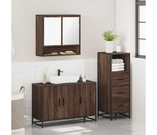 Set de muebles baño 3 pzas madera contrachapada roble marrón