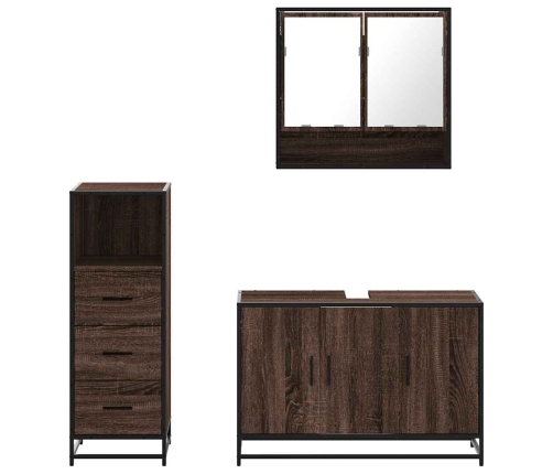 Set de muebles baño 3 pzas madera contrachapada roble marrón