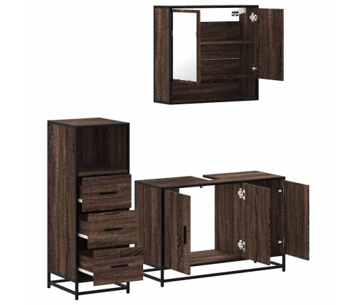 Set de muebles baño 3 pzas madera contrachapada roble marrón