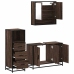 Set de muebles baño 3 pzas madera contrachapada roble marrón