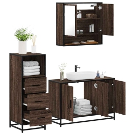 Set de muebles baño 3 pzas madera contrachapada roble marrón