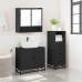 Juego de muebles de baño 3 pzas madera contrachapada negro