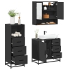 Juego de muebles de baño 3 pzas madera contrachapada negro