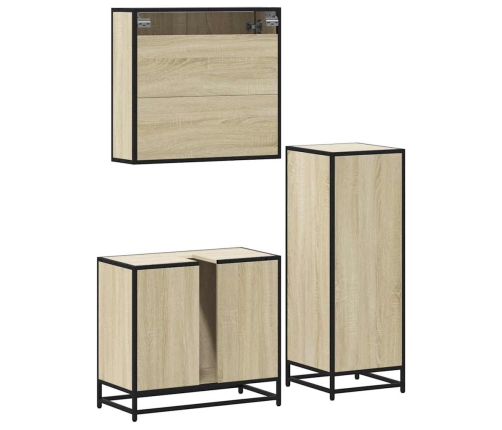 Set de muebles de baño 3 pzas madera contrachapada roble Sonoma