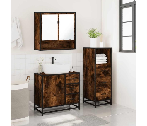 Set de muebles baño 3 pzas madera contrachapada roble ahumado