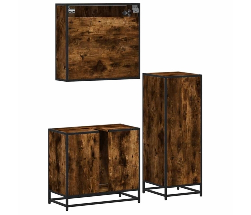 Set de muebles baño 3 pzas madera contrachapada roble ahumado