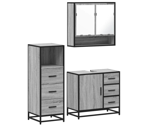 Set de muebles de baño 3 pzas madera contrachapada gris sonoma