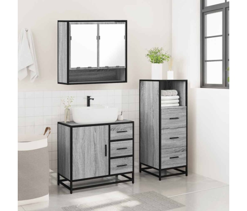 Set de muebles de baño 3 pzas madera contrachapada gris sonoma