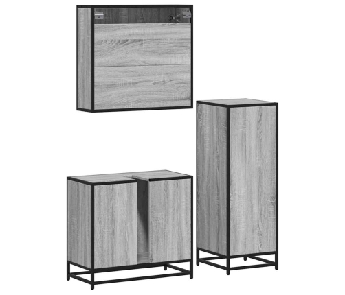 Set de muebles de baño 3 pzas madera contrachapada gris sonoma