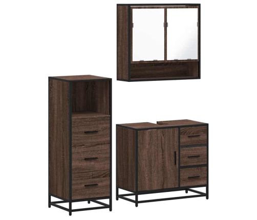 Set de muebles baño 3 pzas madera contrachapada roble marrón