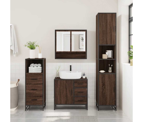 Set de muebles baño 3 pzas madera contrachapada roble marrón