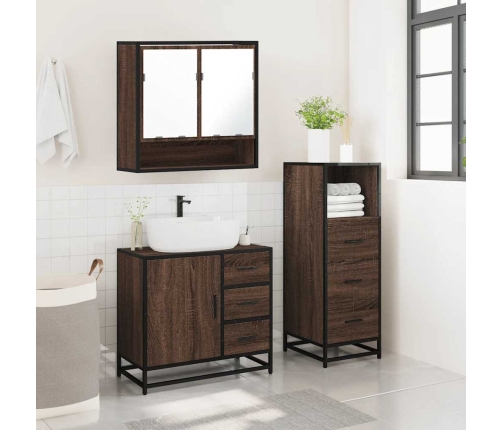 Set de muebles baño 3 pzas madera contrachapada roble marrón