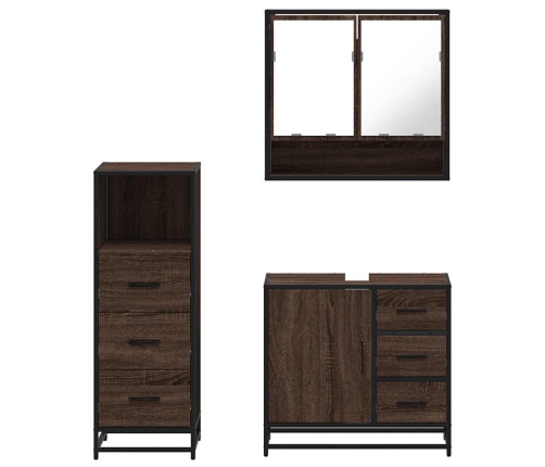 Set de muebles baño 3 pzas madera contrachapada roble marrón