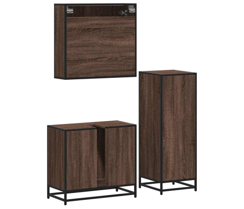 Set de muebles baño 3 pzas madera contrachapada roble marrón