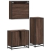 Set de muebles baño 3 pzas madera contrachapada roble marrón