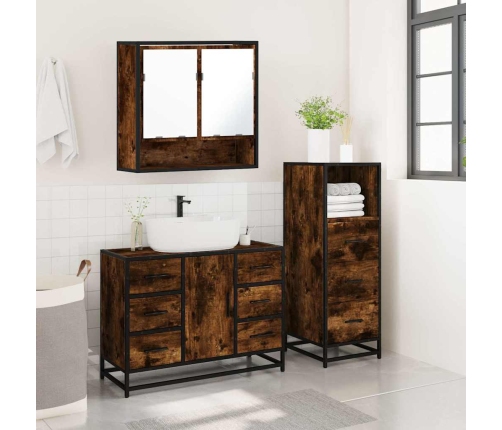 Set de muebles baño 3 pzas madera contrachapada roble ahumado