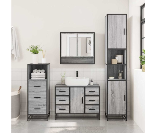 Set de muebles de baño 3 pzas madera contrachapada gris sonoma