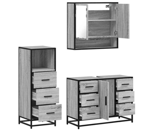 Set de muebles de baño 3 pzas madera contrachapada gris sonoma